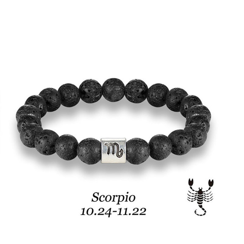 Twelve constellation black bracelet
