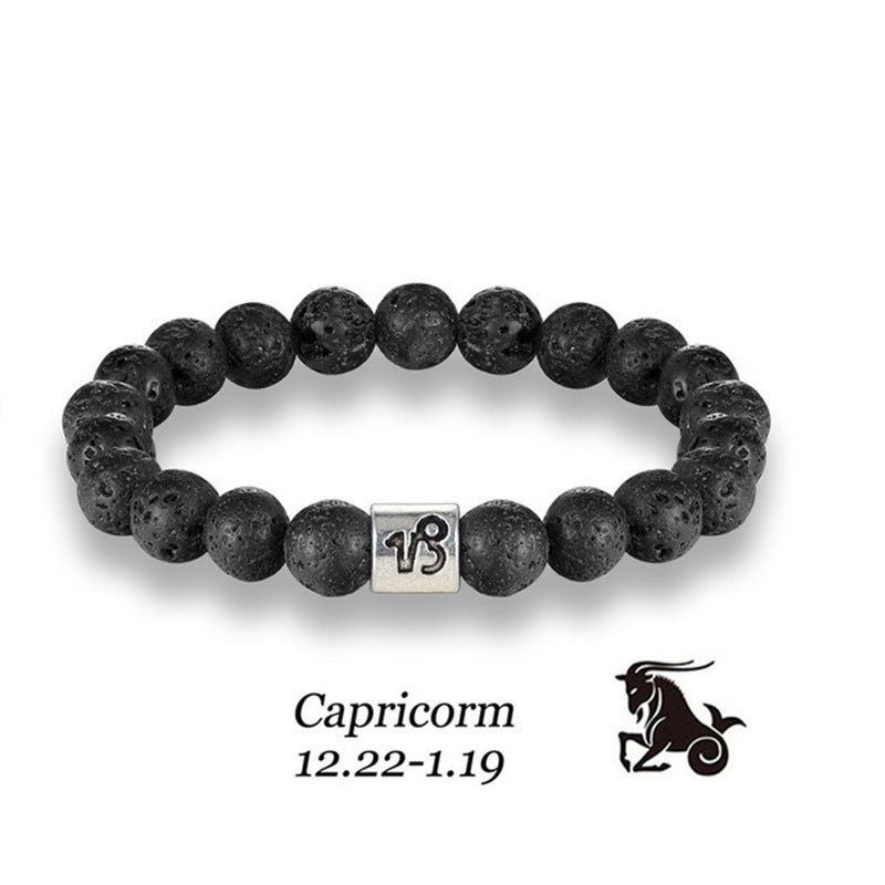 Twelve constellation black bracelet