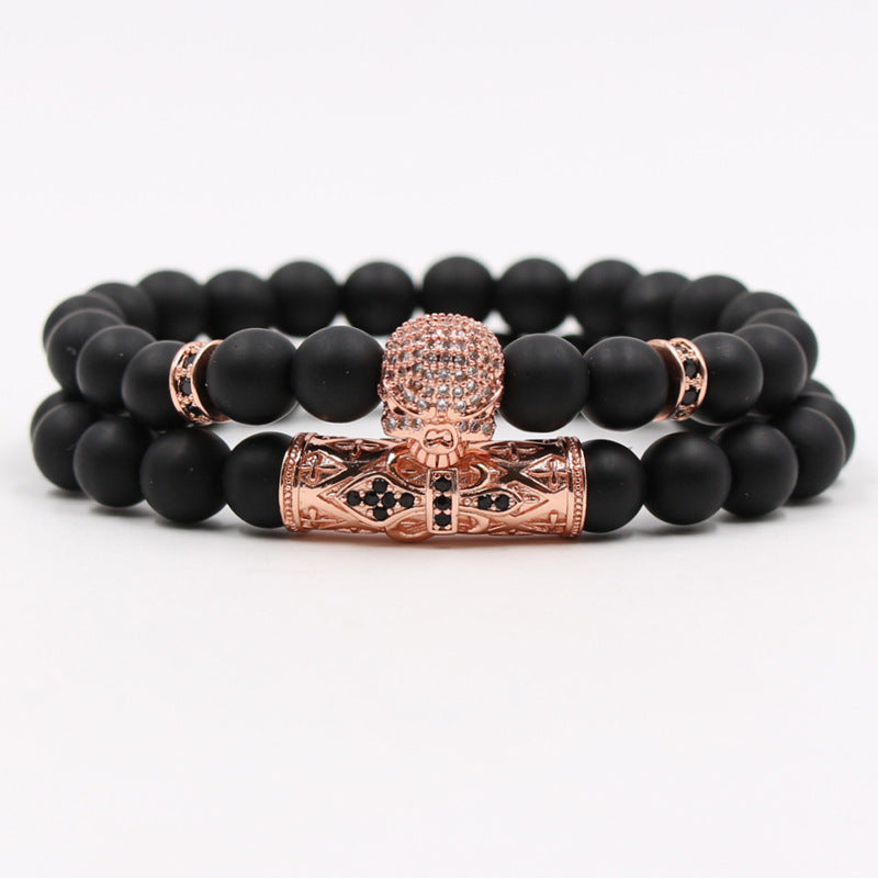 Micro-inlaid Zircon Elbow Skull Elastic Bracelet