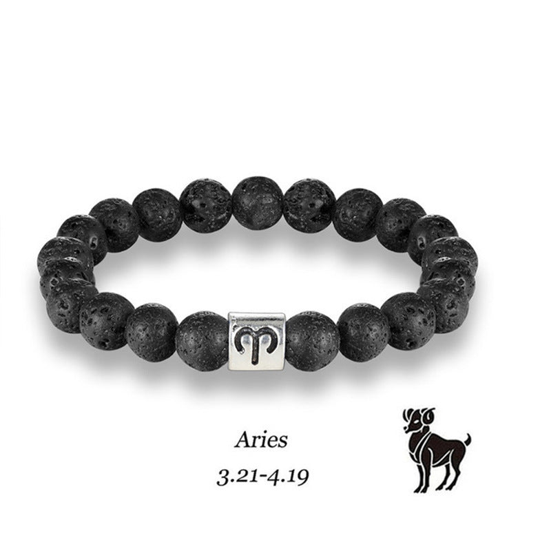 Twelve constellation black bracelet