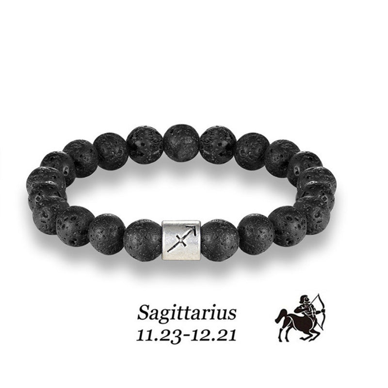 Twelve constellation black bracelet