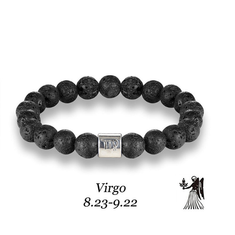 Twelve constellation black bracelet