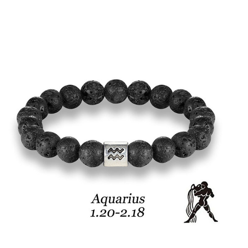 Twelve constellation black bracelet