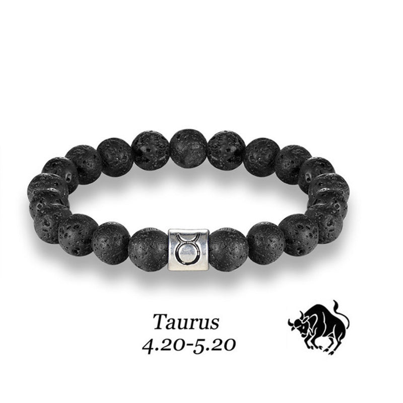 Twelve constellation black bracelet