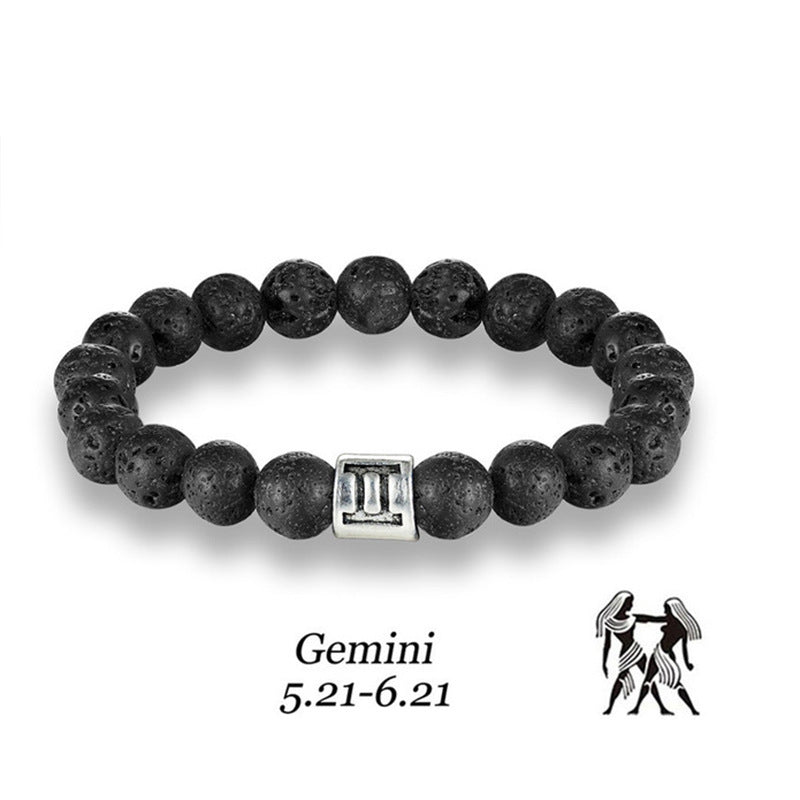 Twelve constellation black bracelet